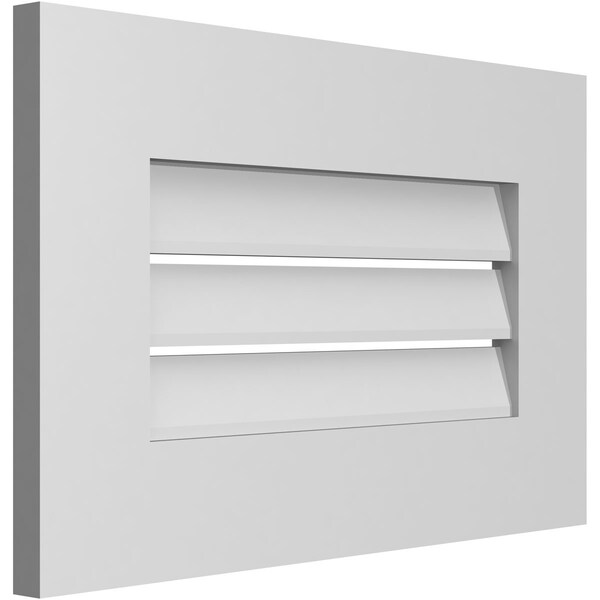 Ekena Millwork Vertical Surface Mount PVC Gable Vent: Functional, w/ 3-1/2"W x 1"P Standard Frame, 22"W x 14"H - GVPVE22X1401SF