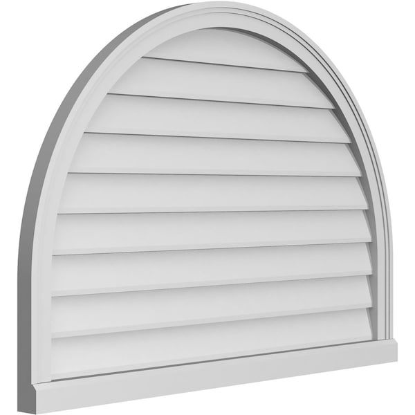 Ekena Millwork Round Top Surface Mount PVC Gable Vent w/ 2"W x 2"P Brickmould Sill Frame, 42"W x 30"H - GVPRT42X3003SN