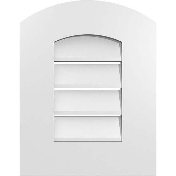 Ekena Millwork Arch Top Surface Mount PVC Gable Vent: Non-Functional, w/ 3-1/2"W x 1"P Standard Frame, 14"W x 16"H - GVPAR14X1601SN