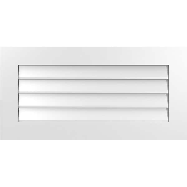 Ekena Millwork Vertical Surface Mount PVC Gable Vent: Non-Functional, w/3-1/2"W x 1"H, Standard Frame, 36"W x 18"H - GVPVE36X1801SN