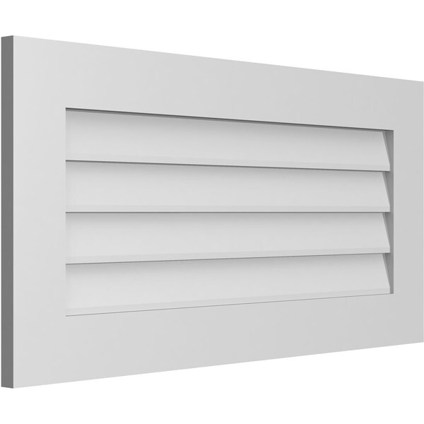 Ekena Millwork Vertical Surface Mount PVC Gable Vent: Non-Functional, w/3-1/2"W x 1"H, Standard Frame, 36"W x 18"H - GVPVE36X1801SN