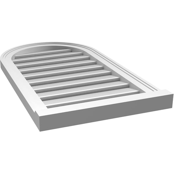 Ekena Millwork Round Top Surface Mount PVC Gable Vent: Functional, w/ 2"W x 2"P Brickmould Sill Frame, 18"W x 32"H - GVPRT18X3203SF