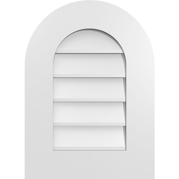 Ekena Millwork Round Top Surface Mount PVC Gable Vent: Non-Functional, w/ 3-1/2"W x 1"P Standard Frame, 16"W x 22"H - GVPRT16X2201SN