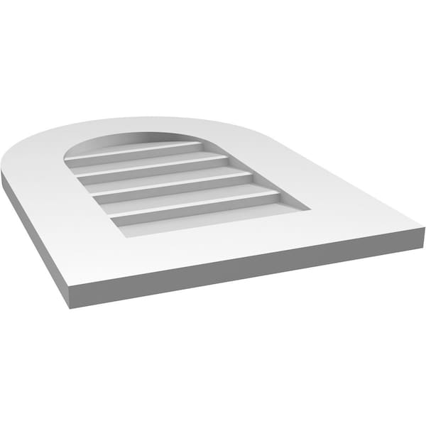 Ekena Millwork Round Top Surface Mount PVC Gable Vent: Non-Functional, w/ 3-1/2"W x 1"P Standard Frame, 16"W x 22"H - GVPRT16X2201SN