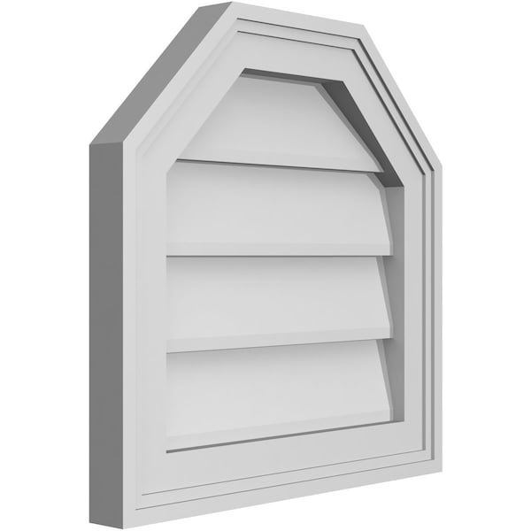 Ekena Millwork Octagonal Top Surface Mount PVC Gable Vent w/ 2"W x 1-1/2"P Brickmould Frame, 16"W x 16"H - GVPOT16X1602SN