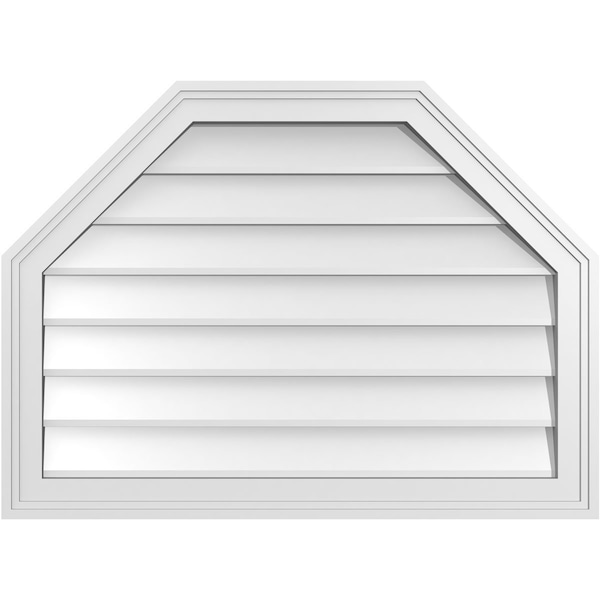 Ekena Millwork Octagonal Top Surface Mount PVC Gable Vent w/ 2"W x 1-1/2"P Brickmould Frame, 30"W x 22"H - GVPOT30X2202SN