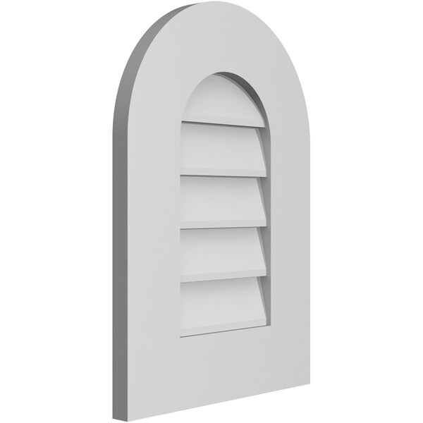 Ekena Millwork Round Top Surface Mount PVC Gable Vent: Non-Functional, w/ 3-1/2"W x 1"P Standard Frame, 14"W x 20"H - GVPRT14X2001SN