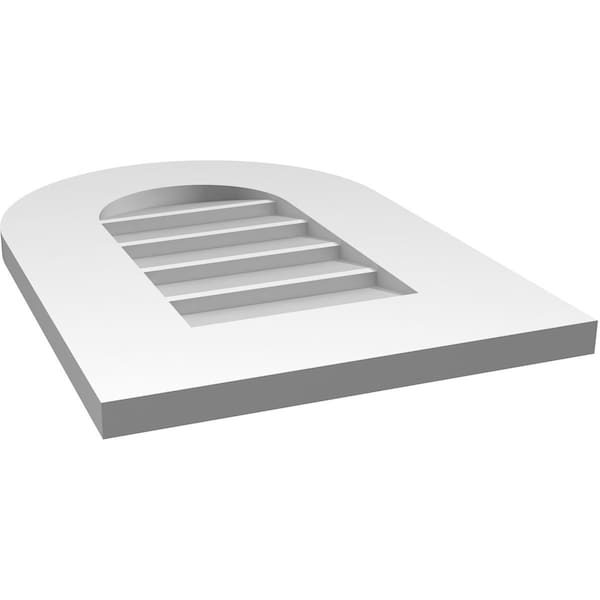 Ekena Millwork Round Top Surface Mount PVC Gable Vent: Non-Functional, w/ 3-1/2"W x 1"P Standard Frame, 14"W x 20"H - GVPRT14X2001SN