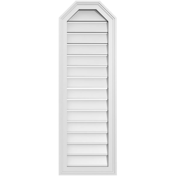 Ekena Millwork Octagonal Top Surface Mount PVC Gable Vent w/ 2"W x 1-1/2"P Brickmould Frame, 14"W x 42"H - GVPOT14X4202SF