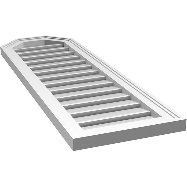 Ekena Millwork Octagonal Top Surface Mount PVC Gable Vent w/ 2"W x 1-1/2"P Brickmould Frame, 14"W x 42"H - GVPOT14X4202SF