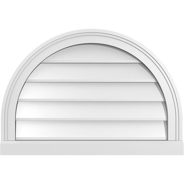 Ekena Millwork Round Top Surface Mount PVC Gable Vent w/ 2"W x 2"P Brickmould Sill Frame, 26"W x 18"H - GVPRT26X1803SN