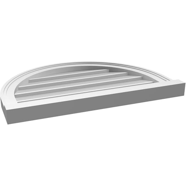 Ekena Millwork Round Top Surface Mount PVC Gable Vent w/ 2"W x 2"P Brickmould Sill Frame, 26"W x 18"H - GVPRT26X1803SN