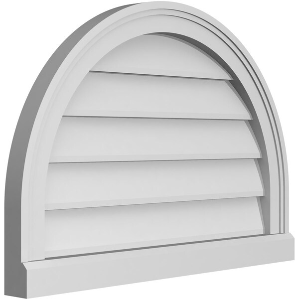 Ekena Millwork Round Top Surface Mount PVC Gable Vent w/ 2"W x 2"P Brickmould Sill Frame, 26"W x 18"H - GVPRT26X1803SN