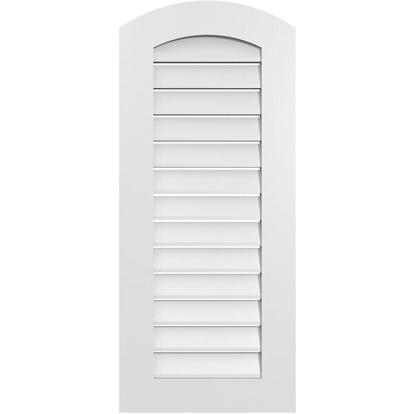 Ekena Millwork Arch Top Surface Mount PVC Gable Vent: Non-Functional, w/ 3-1/2"W x 1"P Standard Frame, 18"W x 40"H - GVPAR18X4001SN