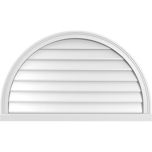 Ekena Millwork Round Top Surface Mount PVC Gable Vent w/ 2"W x 2"P Brickmould Sill Frame, 40"W x 24"H - GVPRT40X2403SN