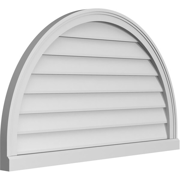Ekena Millwork Round Top Surface Mount PVC Gable Vent w/ 2"W x 2"P Brickmould Sill Frame, 40"W x 24"H - GVPRT40X2403SN
