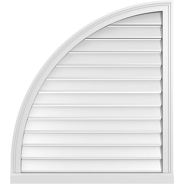 Ekena Millwork Quarter Round Top Left Surface Mount PVC Gable Vent w/ 2"W x 2"P Brickmould Sill Frame, 32"W x 36"H - GVPQL32X3603SF