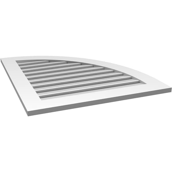 Ekena Millwork Quarter Round Top Right Surface Mount PVC Gable Vent w/ 3-1/2"W x 1"P Standard Frame, 30"W x 34"H - GVPQR30X3401SF
