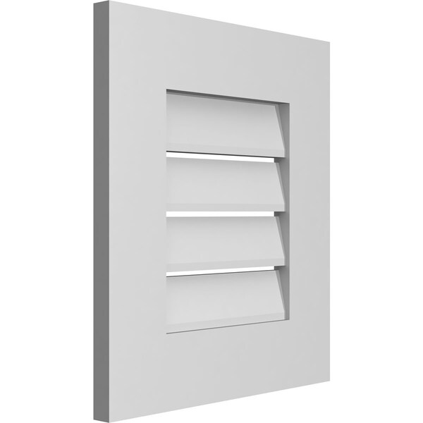 Ekena Millwork Vertical Surface Mount PVC Gable Vent: Functional, w/ 3-1/2"W x 1"P Standard Frame, 16"W x 18"H - GVPVE16X1801SF