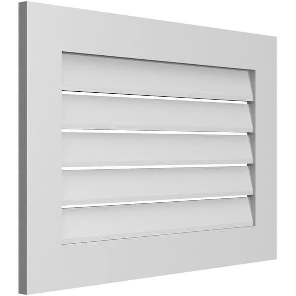 Ekena Millwork Vertical Surface Mount PVC Gable Vent: Functional, w/ 3-1/2"W x 1"P Standard Frame, 32"W x 22"H - GVPVE32X2201SF