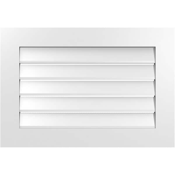 Ekena Millwork Vertical Surface Mount PVC Gable Vent: Functional, w/ 3-1/2"W x 1"P Standard Frame, 32"W x 22"H - GVPVE32X2201SF