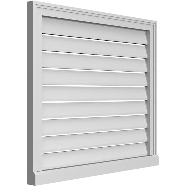 Ekena Millwork Vertical Surface Mount PVC Gable Vent: Functional, w/ 2"W x 2"P Brickmould Sill Frame, 32"W x 28"H - GVPVE32X2803SF