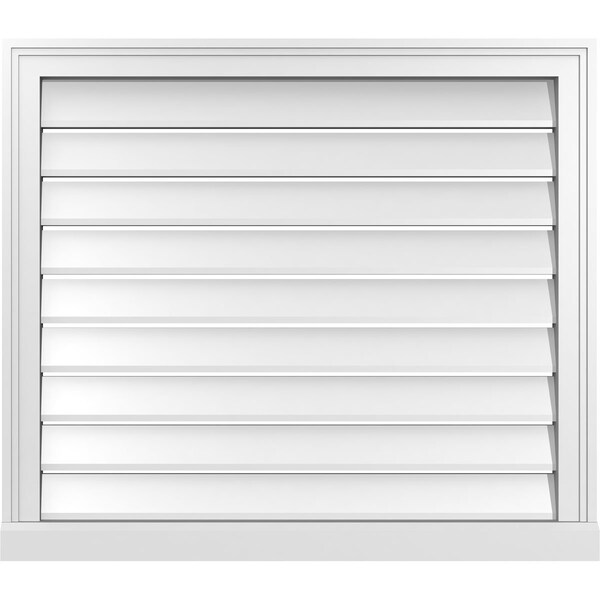 Ekena Millwork Vertical Surface Mount PVC Gable Vent: Functional, w/ 2"W x 2"P Brickmould Sill Frame, 32"W x 28"H - GVPVE32X2803SF