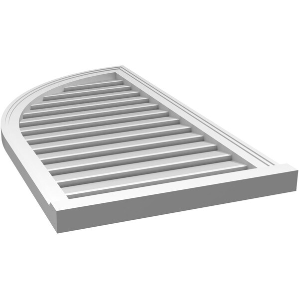 Ekena Millwork Quarter Round Top Left Surface Mount PVC Gable Vent w/ 2"W x 2"P Brickmould Sill Frame, 22"W x 40"H - GVPQL22X4003SF