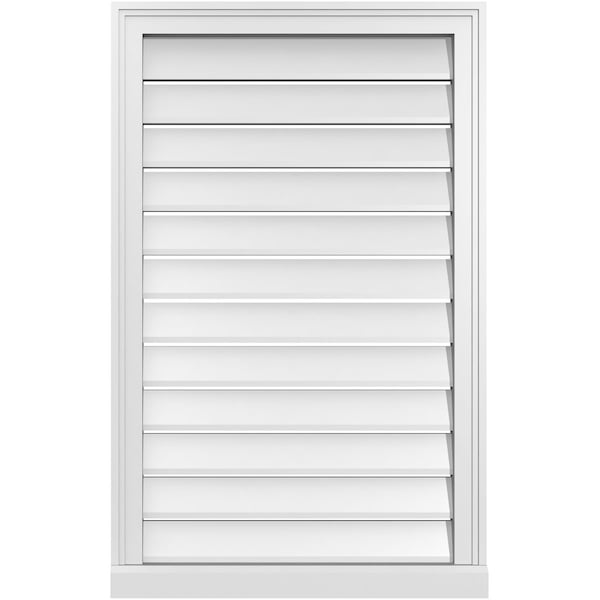 Ekena Millwork Vertical Surface Mount PVC Gable Vent: Functional, w/ 2"W x 2"P Brickmould Sill Frame, 24"W x 38"H - GVPVE24X3803SF