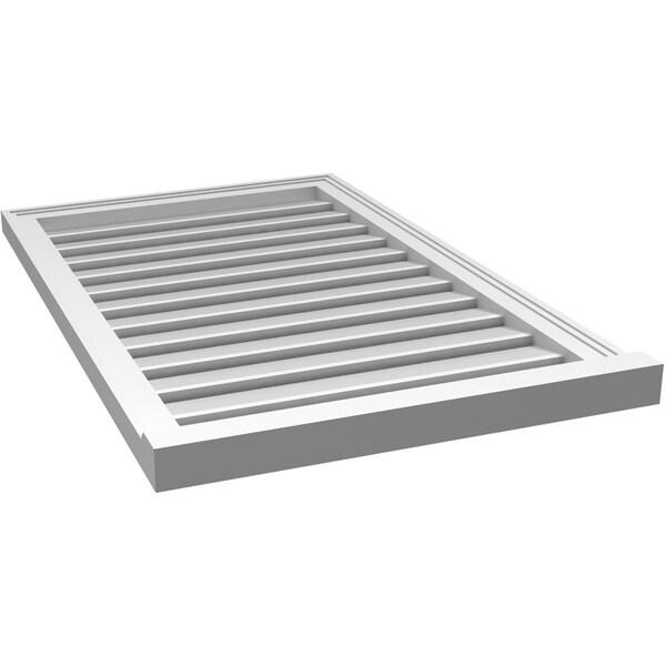 Ekena Millwork Vertical Surface Mount PVC Gable Vent: Functional, w/ 2"W x 2"P Brickmould Sill Frame, 24"W x 38"H - GVPVE24X3803SF