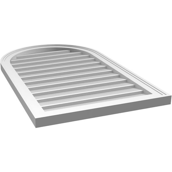 Ekena Millwork Round Top Surface Mount PVC Gable Vent w/ 2"W x 1-1/2"P Brickmould Frame, 22"W x 36"H - GVPRT22X3602SN