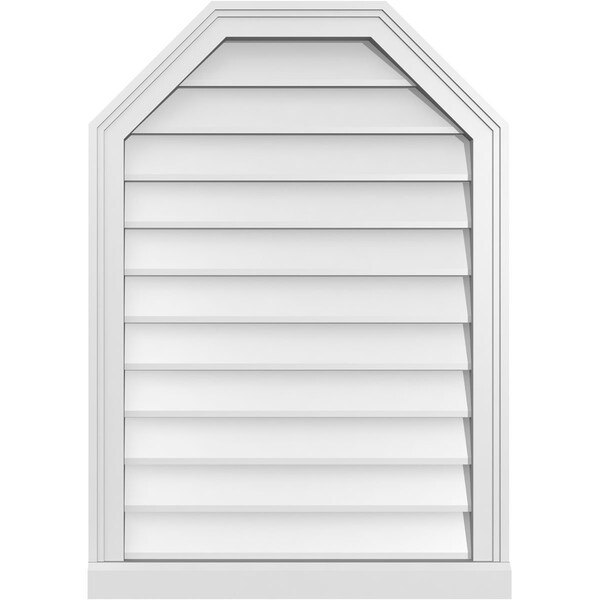 Ekena Millwork Octagonal Top Surface Mount PVC Gable Vent w/ 2"W x 2"P Brickmould Sill Frame, 24"W x 34"H - GVPOT24X3403SN