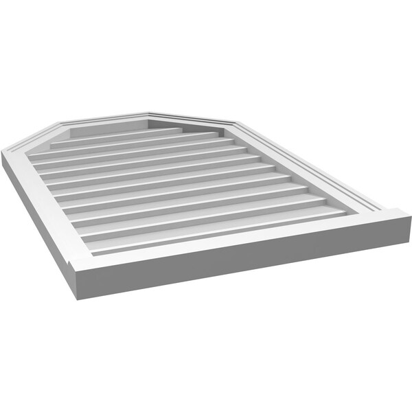 Ekena Millwork Octagonal Top Surface Mount PVC Gable Vent w/ 2"W x 2"P Brickmould Sill Frame, 24"W x 34"H - GVPOT24X3403SN
