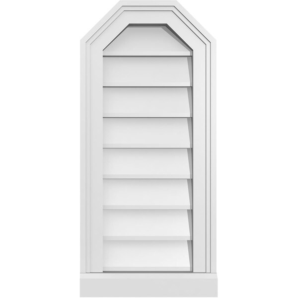 Ekena Millwork Octagonal Top Surface Mount PVC Gable Vent w/ 2"W x 2"P Brickmould Sill Frame, 12"W x 26"H - GVPOT12X2603SN