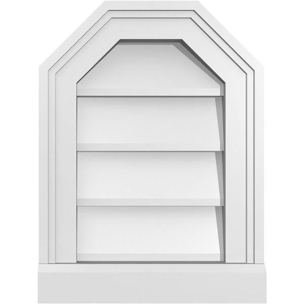 Ekena Millwork Octagonal Top Surface Mount PVC Gable Vent w/ 2"W x 2"P Brickmould Sill Frame, 12"W x 16"H - GVPOT12X1603SN