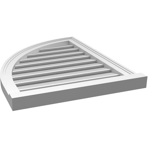 Ekena Millwork Quarter Round Top Left Surface Mount PVC Gable Vent w/ 2"W x 2"P Brickmould Sill Frame, 22"W x 28"H - GVPQL22X2803SF