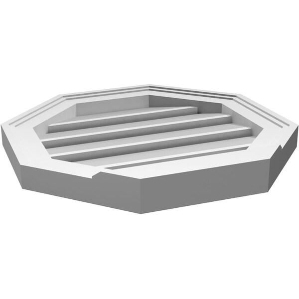Ekena Millwork Octagonal Surface Mount PVC Gable Vent: Functional, w/ 2"W x 2"P Brickmould Sill Frame, 18"W x 18"H - GVPOC18X1803SF
