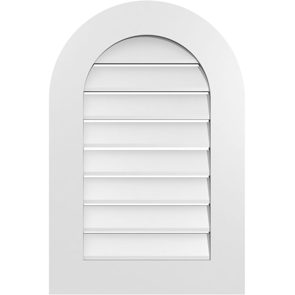 Ekena Millwork Round Top Surface Mount PVC Gable Vent: Functional, w/ 3-1/2"W x 1"P Standard Frame, 20"W x 30"H - GVPRT20X3001SF