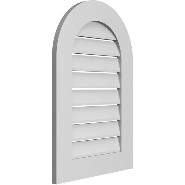 Ekena Millwork Round Top Surface Mount PVC Gable Vent: Functional, w/ 3-1/2"W x 1"P Standard Frame, 20"W x 30"H - GVPRT20X3001SF