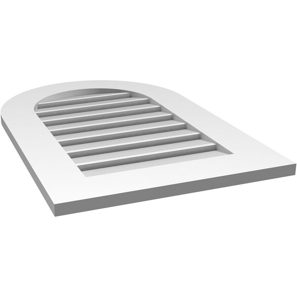 Ekena Millwork Round Top Surface Mount PVC Gable Vent: Functional, w/ 3-1/2"W x 1"P Standard Frame, 20"W x 30"H - GVPRT20X3001SF