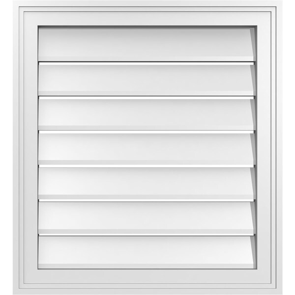 Ekena Millwork Vertical Surface Mount PVC Gable Vent: Functional, w/ 2"W x 1-1/2"P Brickmould Frame, 22"W x 24"H - GVPVE22X2402SF