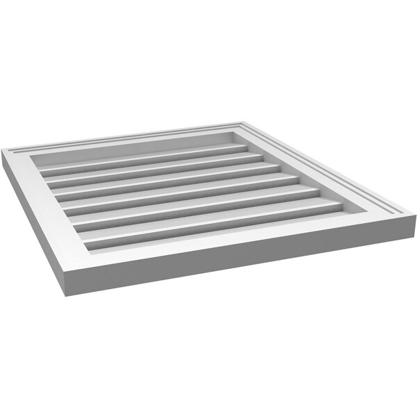 Ekena Millwork Vertical Surface Mount PVC Gable Vent: Functional, w/ 2"W x 1-1/2"P Brickmould Frame, 22"W x 24"H - GVPVE22X2402SF