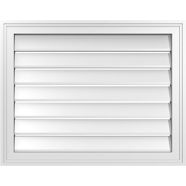 Ekena Millwork Vertical Surface Mount PVC Gable Vent: Functional, w/ 2"W x 1-1/2"P Brickmould Frame, 28"W x 22"H - GVPVE28X2202SF