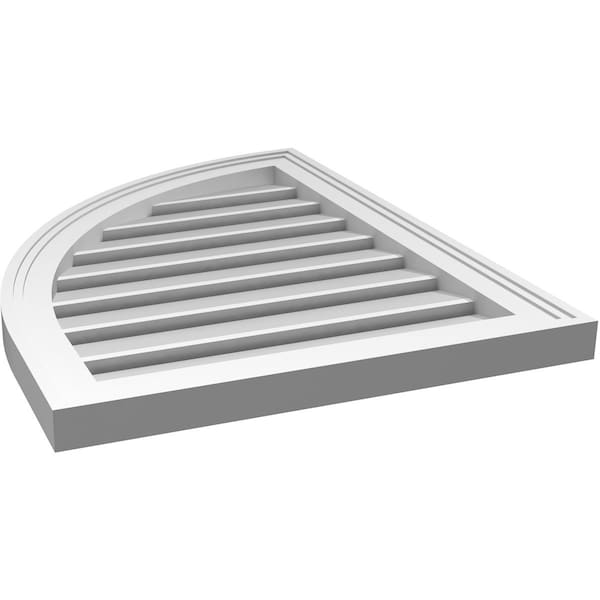 Ekena Millwork Quarter Round Top Left Surface Mount PVC Gable Vent w/ 2"W x 1-1/2"P Brickmould Frame, 20"W x 26"H - GVPQL20X2602SF