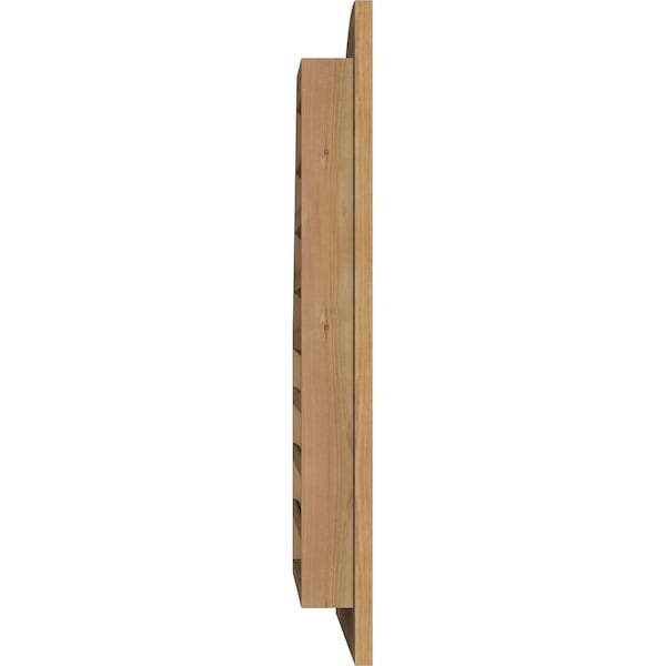 Ekena Millwork Quarter Round Top Right Western Red Cedar Gable Vent w/1" x 4" Flat Trim Frame, 15"W x 32"H - GVWQR15X3201RFUWR