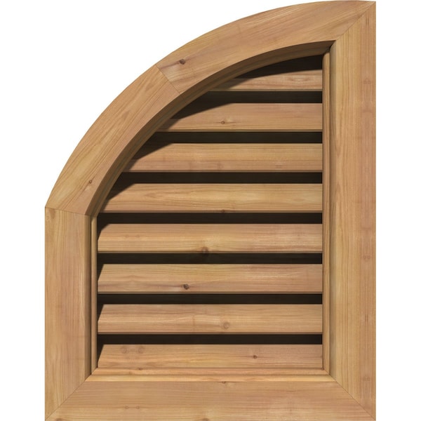 Ekena Millwork Quarter Round Top Left Functional Western Red Cedar Gable Vent w/Brick Mould Face Frame, 10"W x 24"H - GVWQL10X2400SFUWR