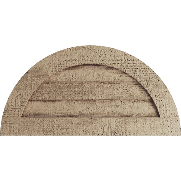 Ekena Millwork Timberthane Rough Sawn Half Round Faux Wood Non-Functional Gable Vent, Primed Tan, 24"W x 12"H - GVURHR24X12DRSPR