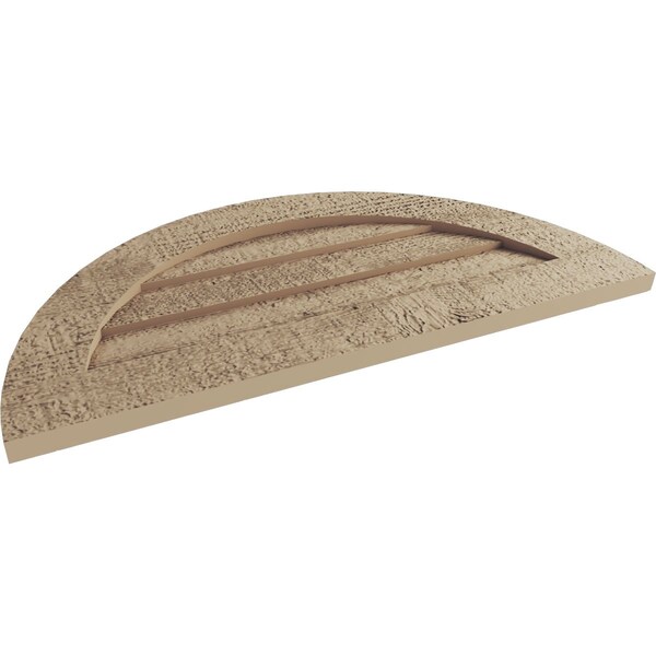 Ekena Millwork Timberthane Rough Sawn Half Round Faux Wood Non-Functional Gable Vent, Primed Tan, 24"W x 12"H - GVURHR24X12DRSPR