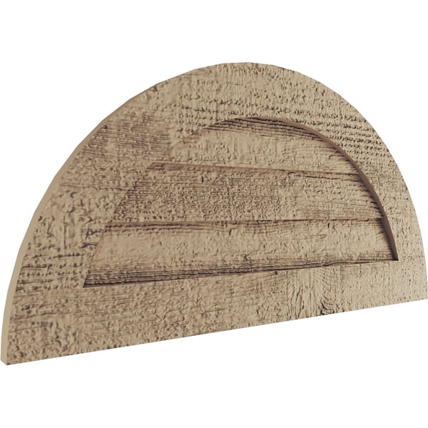 Ekena Millwork Timberthane Rough Sawn Half Round Faux Wood Non-Functional Gable Vent, Primed Tan, 24"W x 12"H - GVURHR24X12DRSPR
