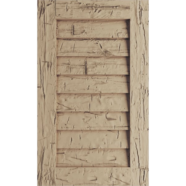 Ekena Millwork Timberthane Hand Hewn Vertical Faux Wood Non-Functional Gable Vent, Primed Tan, 16"W x 27"H - GVURVE16X27DHHPR